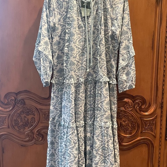 Tuckernuck Blue and White Tiered Sundress with Dolman Sleeves - Picture 1 of 7
